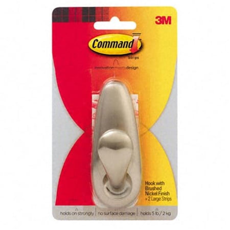 3M FC13BN Scotch Command Adhesive-Mount Metal Hook  Large  Brushed Nickel Finish